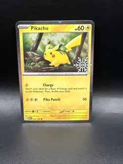 Pikachu 025/165 Pokemon Holiday Snowflake Stamped Promo - Image 1