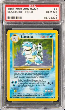 1999 POKEMON GAME #2 BLASTOISE-HOLO PSA 10 - Image 1