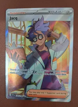 Pokemon TCG Jacq 236/198 Scarlet & Violet Full Art Trainer Rare NM/M pack Fresh - Image 1