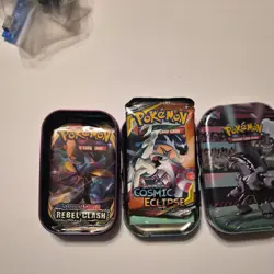 Lot of 2 Pokemon TCG GALAR POWER Mini Tin COSMIC ECLIPSE Pack 1 sealed 1 opened - Image 4