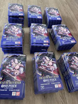 LOT OF 108 ONE PIECE TCG: THE AZURE SEA'S SEVEN SLEEVED BOOSTER PACKS OP-14 ENG - Image 1