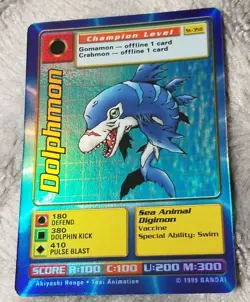 Digimon TCG CCG Holofoil Dolphmon ST-35S Holo Battle Card Vintage 1999 - Image 1