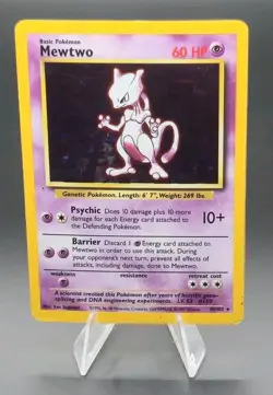 Pokemon Card Mewtwo 10/102 Holo Rare Base Set WOTC Near Mint - Image 1