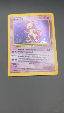 Pokemon Card Mewtwo 10/102 Holo Rare Base Set WOTC Near Mint - Image 2