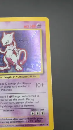 Pokemon Card Mewtwo 10/102 Holo Rare Base Set WOTC Near Mint - Image 4