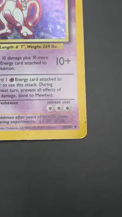 Pokemon Card Mewtwo 10/102 Holo Rare Base Set WOTC Near Mint - Image 5