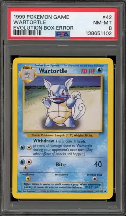 Pokemon Wartortle Evolution Box Error Base Set Unlimited #42 PSA 8 - Image 1