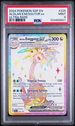 PSA 9 2024 POKEMON SSP EN-SURGING SPARKS ULTRA RARE #225 ALOLAN EXEGGUTOR EX - Image 1