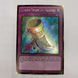 Yugioh! TCG Grand Horn of Heaven PGL3-EN040 Gold Secret Rare 1st Ed NM Near Mint - Image 1