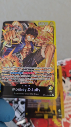 Monkey D. Luffy ST13-003 One Piece TCG Foil Leader The Three Brothers FREE BONUS - Image 2