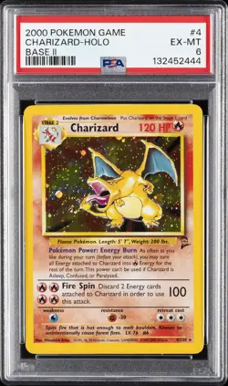 2000 POKEMON BASE SET 2 #4 CHARIZARD-HOLO PSA 6 - Image 1