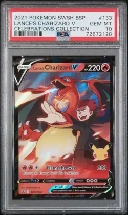 2021 POKEMON SWSH BS PROMO | CELEBRATIONS LANCE'S CHARIZARD V 133 PSA 10 - Image 1