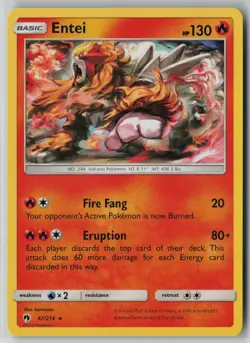 Entei 47/214 Pokemon Lost Thunder Rare Card Lightly Played (LP) 1 - Image 1