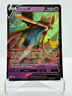 Pokemon TCG Zacian V Celebrations 25th Anniversary Card 16/25 NEAR MINT - Image 1
