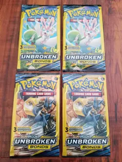 Pokemon Sun & Moon Unbroken Bonds 3 Card Mini Booster Pack - 4 Packs - NEW - Image 1