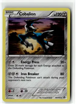 Cobalion ⭐ 91/113 Holo Rare Legendary Treasures 2013 Pokemon NM - Image 1