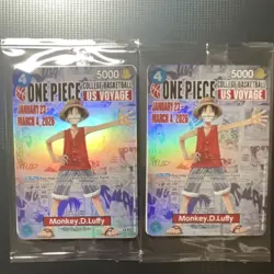 2 One Piece Card Game US Voyage Monkey.D.Luffy Leader Holo Promo cards - Image 1