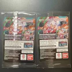 2 One Piece Card Game US Voyage Monkey.D.Luffy Leader Holo Promo cards - Image 2