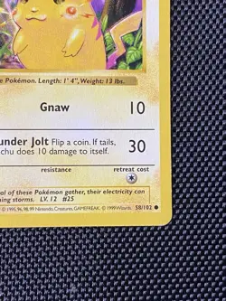 Pikachu 58/102 Shadowless RED CHEEKS NM Base Set Vintage Pokemon Card WOTC 1999 - Image 4