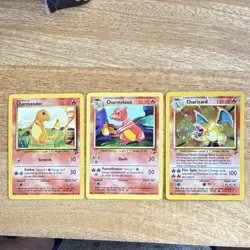 Pokemon Base Set Charmander Charmeleon Charizard Lot Wizards of the Coast 1999 - Image 1