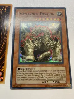 Yugioh 2X Megarock Dragon Super Rare 1st Edition & Unlimited TLM-EN015 MP - Image 4