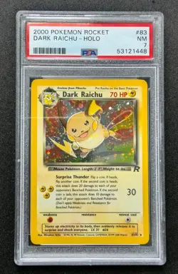 Pokemon TCG Dark Raichu Team Rocket Holo Card 83/82 WOTC PSA 7 CGC ACE - Image 1