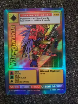 Vintage Digimon CCG Battle Series 1 Holofoil Card Musyamon ST-20S - Image 2