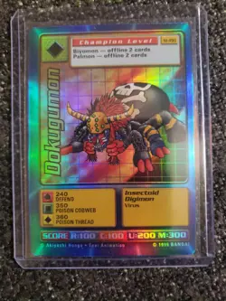 Vintage Digimon CCG Battle Series 1 Holo Card Dokugumon ST-19S - Image 1