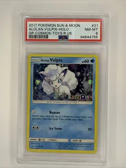 Alolan Vulpix HOLO🌟#21 Pokemon 2017 Sun & Moon TOYS R US🌟NM-MT🌟PSA8🌟94511735 - Image 1
