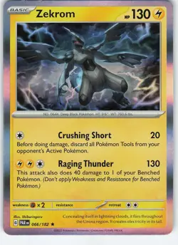 Zekrom 066/182 Rare Holo SV04: Paradox Rift NM Pokemon - Image 1