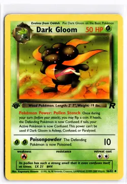 1999 TCG Pokemon #36 Dark Gloom 36/82 1st Edition Rocket Base Set - Image 1