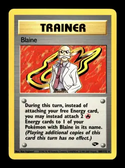 6-02-08 PWE pokemon unplayed . 2000 gym challenge trainer blaine #100/132 - Image 1