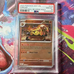 Pokemon Emboar Sv: White Flare 013/086 Master Ball Pattern Rare Holo PSA 10 - Image 1