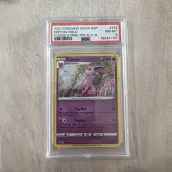 Pokemon Espeon Black Star Promo SWSH174 Fusion Strike Cosmos Holo PSA 8 NM Mint - Image 1