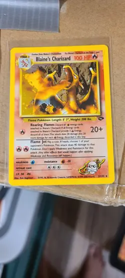 Pokemon TCG Blaine's Charizard Gym Challenge 2 Holo Unlimited Rare HP/DMG - Image 1