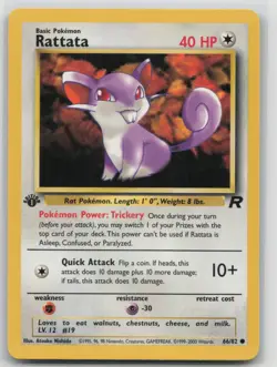 1st Edition Vintage Pokemon Card Rattata Common Team Rocket 66/82 VLP - Image 1