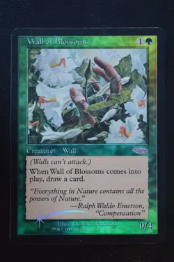 Magic The Gathering MTG WALL OF BLOSSOMS FOIL Friday Night Magic LP Played - Image 1