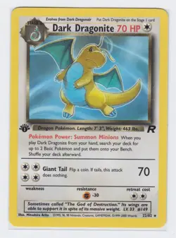 Pokemon Dark Dragonite Team Rocket 2000 1st Edition 22/82. Archived, unplayed. - Image 1