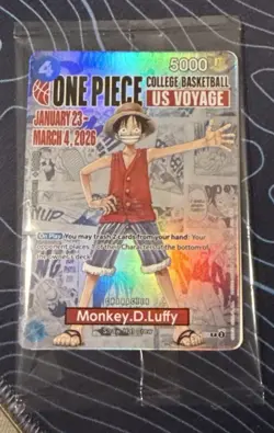 One Piece Monkey D. Luffy US Voyage College Basketball Promo Card Rutgers SEALED - Image 1