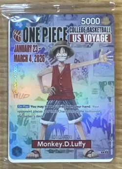Bandai Namco Monkey.D.Luffy US Voyage Holo Card One Piece 2026 5000 Power +1000 - Image 1