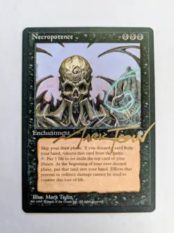MTG ICE AGE Necropotence SIGNED IN GOLD BY MARK TEDIN - Image 1