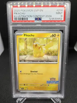 ⚡2025 Pokemon Pikachu 214 2024 Illustration Contest Black Star Promo PSA 9 - Image 1