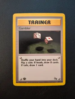 Gambler 60/62 Fossil 1st Edition Pokemon TCG LP/MP - Image 1