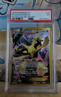 PSA 7 NM Pokemon TCG Alakazam EX Fates Collide 125/124 Full Art Secret Rare - Image 1