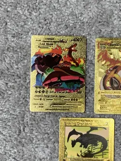 Set of 5 Charizard Gold Foil Fan Art Display Cards NM! - Image 2