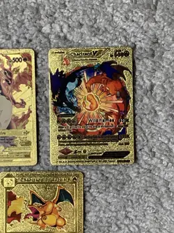 Set of 5 Charizard Gold Foil Fan Art Display Cards NM! - Image 4