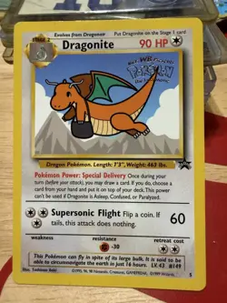 Dragonite Pokemon the First Movie Promo Card Promo #5 Gold Stamp Slight Crease - Image 1