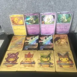 4 playable Mimikyu and Pikachu Pokemon cards 21 fan art non playable cards plus - Image 1