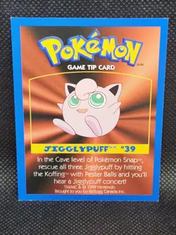Pokemon Jigglypuff #39 Game Tip Card Kellogg Canada Played Condition - Image 1