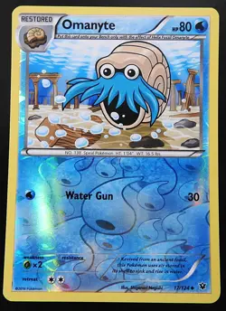 POKEMON OMANYTE 17/124 REVERSE HOLO FATES COLLIDE 2016 POKEMON NM - Image 1